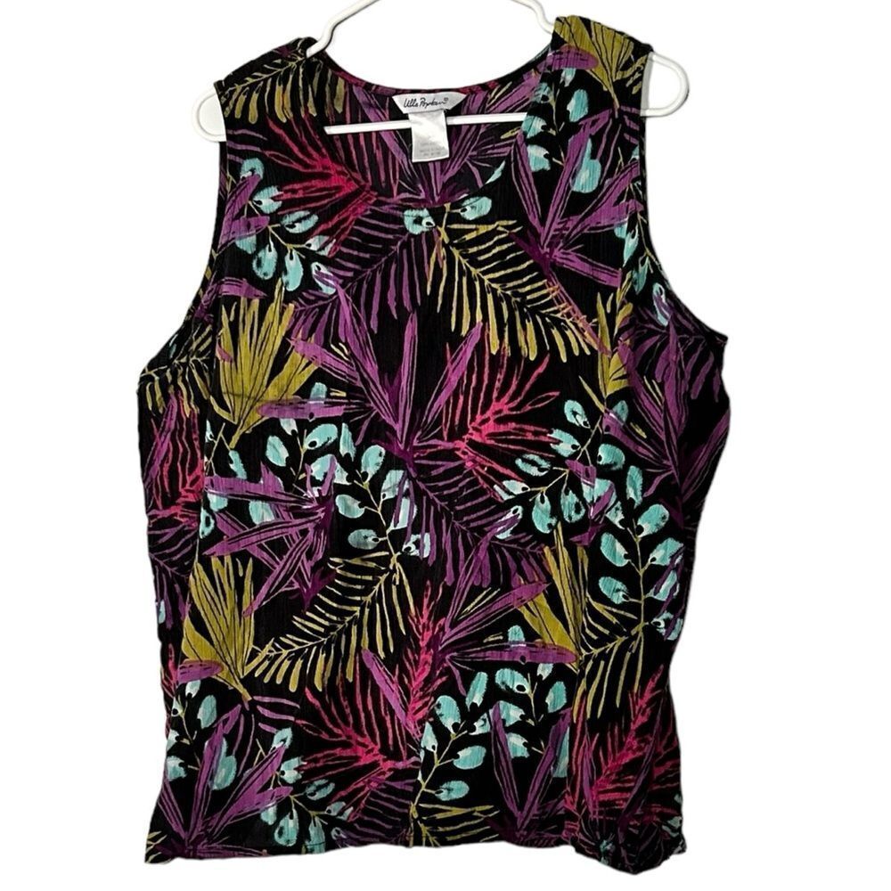 Ulla Popken Crinkle Sleeveless Top Size 24/26 Plus Size Cotton